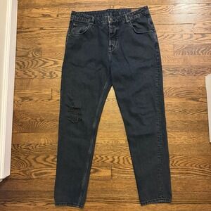 ASOS Jeans Men's Straight‎ Leg Distressed Black Wash Jeans |34x34